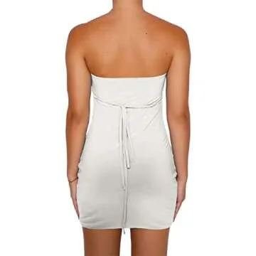 ROAONOCOMO Women Y2K Off Shoulder Mini Tube Dress Open Back Strapless Bodycon Dresses Sexy Short Party Dress Streetwear
