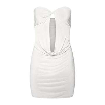 ROAONOCOMO Women Y2K Off Shoulder Mini Tube Dress Open Back Strapless Bodycon Dresses Sexy Short Party Dress Streetwear