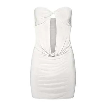 ROAONOCOMO Women Y2K Off Shoulder Mini Tube Dress Open Back Strapless Bodycon Dresses Sexy Short Party Dress Streetwear