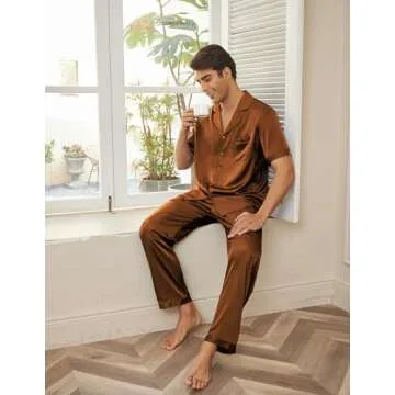 Ekouaer Men Satin Silk Pajamas Set for Luxurious Comfort