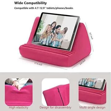 Macl Tablet Pillow Stand, Multi-Angle, Lightweight, Hand-Free, Compatible with iPad and Tablets up t...