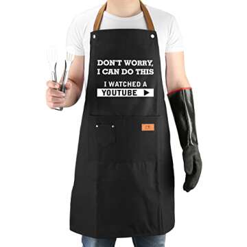 VIISPIRIT Valentine's Day Gifts from Wife for Husband, Friends, Birthday Gifts, BBQ Cooking Chef Apron,Christmas Gifts for Dad, Funny Men Apron with 3 Tool Pockets Adjustable Neck Strap, Waterproof