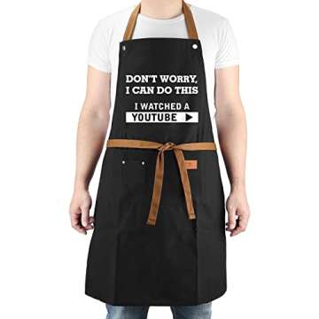 VIISPIRIT Valentine's Day Gifts from Wife for Husband, Friends, Birthday Gifts, BBQ Cooking Chef Apron,Christmas Gifts for Dad, Funny Men Apron with 3 Tool Pockets Adjustable Neck Strap, Waterproof