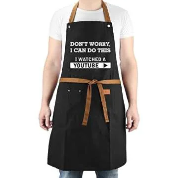 VIISPIRIT Valentine's Day Gifts from Wife for Husband, Friends, Birthday Gifts, BBQ Cooking Chef Apron,Christmas Gifts for Dad, Funny Men Apron with 3 Tool Pockets Adjustable Neck Strap, Waterproof