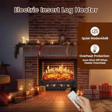 21 Inches Electric Fireplace Insert Log Heater Set, Freestanding Heater with Adjustable Flame Brightness and Flicker Speed, 750w/1500w Heating, Overheat Protection, Remote Control