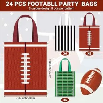 Photect 24 Pcs Football Bags – Non Woven Gift Bags for Themed Parties and Events