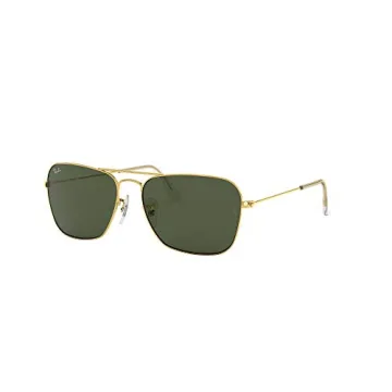 Ray-Ban RB3136 Caravan Sunglasses in Gold with Green Lenses