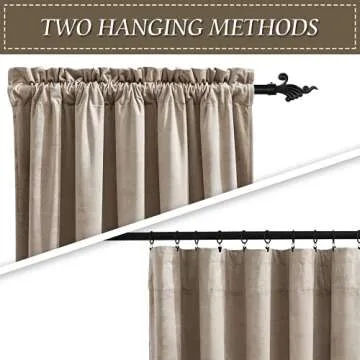 RYB Home Velvet Curtains 96 inches Long - Energy Efficiency Soft Half Blackout Window Curtains for Bedroom Living Room Backdrop Patio Door, Camel Beige, 52 Width x 96 Length, 1 Pair
