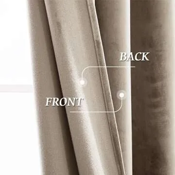 RYB Home Velvet Curtains 96 inches Long - Energy Efficiency Soft Half Blackout Window Curtains for Bedroom Living Room Backdrop Patio Door, Camel Beige, 52 Width x 96 Length, 1 Pair
