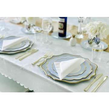 " OCCASIONS " 50 Plates Pack (25 Guests)-Heavyweight Wedding Party Disposable Plastic Plate Set -(25...