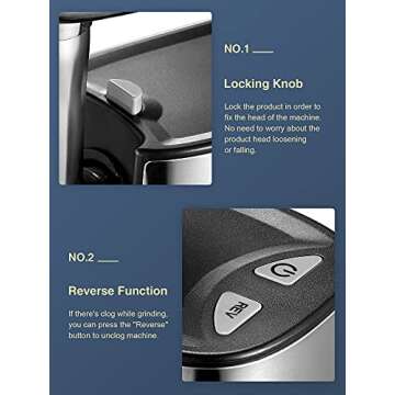 Electric Meat Grinder, Heavy Duty Meat Mincer, Sausage Stuffer Maker, Food Grinder with Sausage & Kubbe Kit, 2 Grinder Plates, Stainless Steel (Silve&Black)