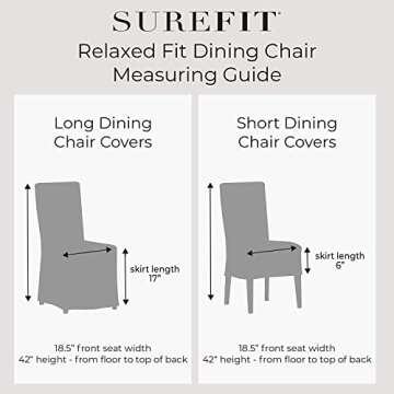 SureFit Home Decor Essential Twill Full Length Dining Room Chair One Piece Slipcover, Relaxed Fit, 100% Cotton, Machine Washable, White Color