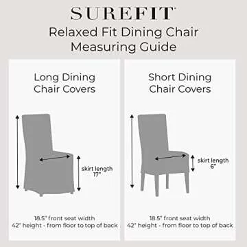 SureFit Home Decor Essential Twill Full Length Dining Room Chair One Piece Slipcover, Relaxed Fit, 100% Cotton, Machine Washable, White Color