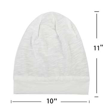 Slap Night Cap Sleep Hat Beanie - Pink White Women Organic Bamboo Satin Silk Satun Satin Lined Bonnet Slouchy Summer Scarf Hair Cover Beanie for Women Men Lady Lightweight Light Thin Jersey Chemo…