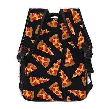 Backpack For Mens Womens Back Pack Doodle Pizza Print Casual Daypack Adjustable Laptop Bag Outdoor Travel Bag