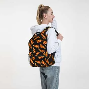 Backpack For Mens Womens Back Pack Doodle Pizza Print Casual Daypack Adjustable Laptop Bag Outdoor Travel Bag