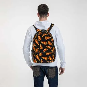 Backpack For Mens Womens Back Pack Doodle Pizza Print Casual Daypack Adjustable Laptop Bag Outdoor Travel Bag