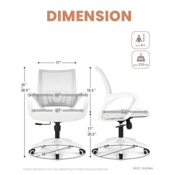 NEO CHAIR Office Chair Computer Desk Chair Gaming Ergonomic Mid Back Cushion Lumbar Support with Comfy Mesh Adjustable Swivel Rolling Home (Ivory)