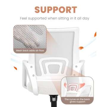 NEO CHAIR Office Chair Computer Desk Chair Gaming Ergonomic Mid Back Cushion Lumbar Support with Comfy Mesh Adjustable Swivel Rolling Home (Ivory)