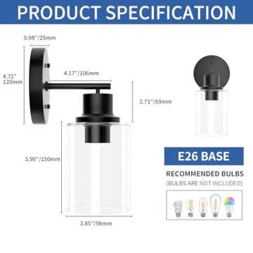 GORDNWE Modern Bathroom Wall Sconce - Matte Black Elegance