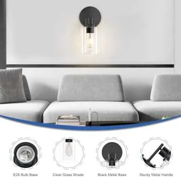 GORDNWE Modern Bathroom Wall Sconce - Matte Black Elegance