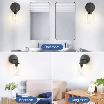 GORDNWE Modern Bathroom Wall Sconce - Matte Black Elegance