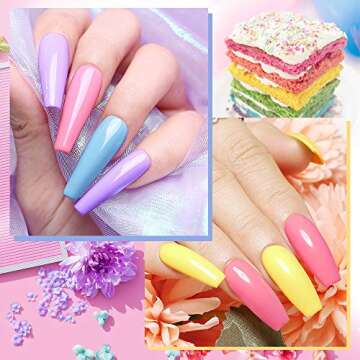 AZUREBEAUTY Gel Nail Polish Set - 6PCS Sweet Candy Neon Colors Nail Art Pretty Box, Soak Off LED Manicure Bright Color Starter Kit 0.24 OZ