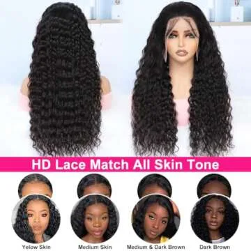tsiyu 13x6 Deep Wave Full Lace Front Wigs Human Hair Pre Plucked Pre Bleached Deep Curly Human Hair Wigs for Women 180 Density HD Lace Frontal Wig With Baby Hair 28inch