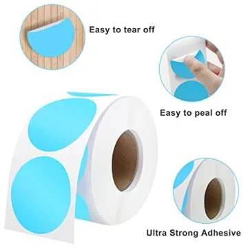 2 inch Circle Direct Thermal Perforated Stickers Labels, 800PCS Self-Adhesive Round Direct Thermal Labels, Suitable for DIY Logo Design, Business,Name Tag, Inventory and Color Coding-800 Labels/1 Roll