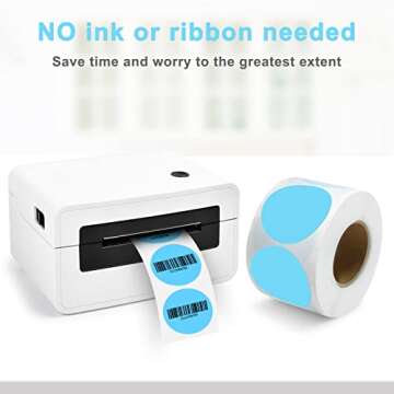 2 inch Circle Direct Thermal Perforated Stickers Labels, 800PCS Self-Adhesive Round Direct Thermal Labels, Suitable for DIY Logo Design, Business,Name Tag, Inventory and Color Coding-800 Labels/1 Roll