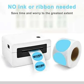 2 inch Circle Direct Thermal Perforated Stickers Labels, 800PCS Self-Adhesive Round Direct Thermal Labels, Suitable for DIY Logo Design, Business,Name Tag, Inventory and Color Coding-800 Labels/1 Roll