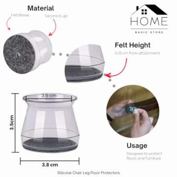 Durable Chair Leg Floor Protectors - 32 Pc Set