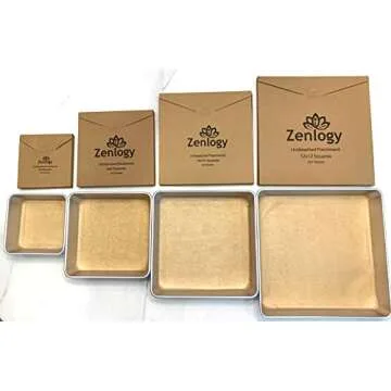 Zenlogy 10x10 Parchment Paper Squares (200 Sheets), Unbleached, High Heat, Non-stick, Pre-cut Baking Paper - Fits 10x10 Square Pans, Toaster Oven Trays, Air Fryer, Dehydrator - Baking and Roasting