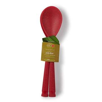 Architec 6417166 EcoSmart Serving Spoons, Set of 2, Recycled Plastic and Flax Husk, Made in The USA, Red PolyFlax