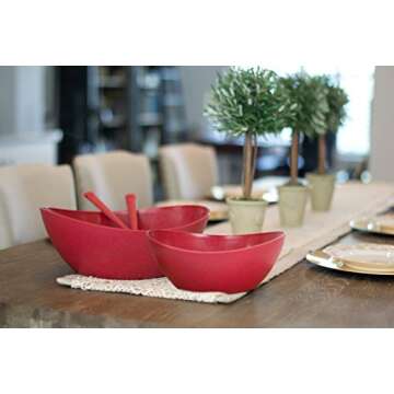 Architec 6417166 EcoSmart Serving Spoons, Set of 2, Recycled Plastic and Flax Husk, Made in The USA, Red PolyFlax