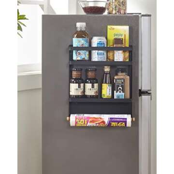 KC FELL Magnetic Fridge Organizer, Towel Holder, Kitchen Rack, Rustproof Spice Jars Rack, with 2 Rem...