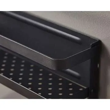 KC FELL Magnetic Fridge Organizer, Towel Holder, Kitchen Rack, Rustproof Spice Jars Rack, with 2 Removable Mobile Hooks (Black)