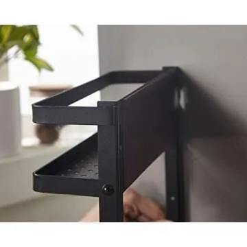 KC FELL Magnetic Fridge Organizer, Towel Holder, Kitchen Rack, Rustproof Spice Jars Rack, with 2 Removable Mobile Hooks (Black)