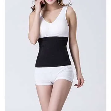 Elder Old People Soft Cashmere Waist Warmer Kidney Binder Thin Breathable Autumn Abdominal Warming Band Wrap Lower Back Pain Protector Brace Black