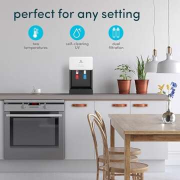 Avalon B8WHT Countertop Bottleless Water Cooler Dispenser - 2 Stage Water Filters and Installation Kit included, NSF Certified, UL Listed, White