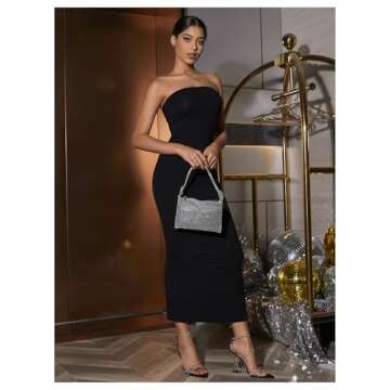 Floerns Women's Sleeveless Tube Bodycon Maxi Dress - Black