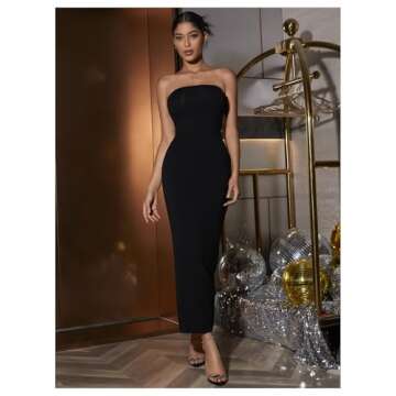 Floerns Women's Sleeveless Tube Bodycon Maxi Dress - Black