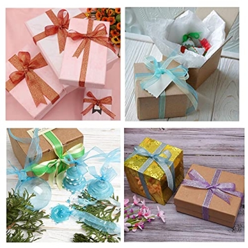 Fashewelry 198 Yards Glitter Organza Ribbon Set 6 Colors