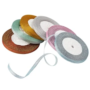 Fashewelry 198 Yards Glitter Organza Ribbon Set 6 Colors