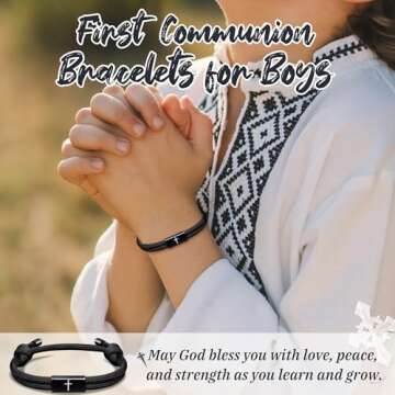 PEALICIOUS First Holy Communion Bracelets for Boys - Faith & Love