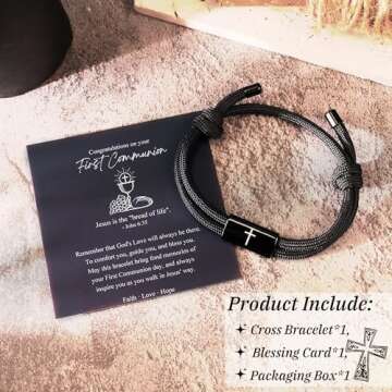 First Holy Communion Cross Bracelet for Boys - PEALICIOUS