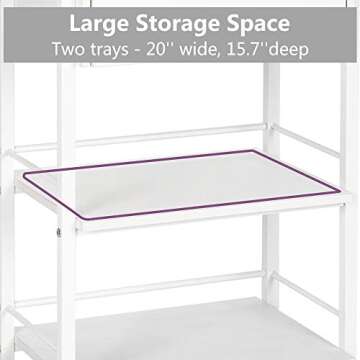 Salon Trolley Cart for Beauty SPA, Wooden Rolling Storage Station, White Mobile Utility Cabinet with 1 Drawer 2 Trays, Medical Esthetic Supply Holder for Massage Tattoo Facials