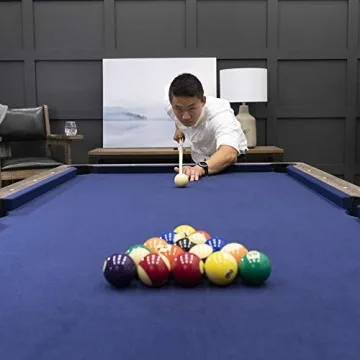 American Legend Brookdale 90” Billiard Table with Rustic Wood Finish and Navy Blue Cloth