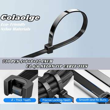 Zip Wire Ties 600Pcs Small Cable Zip Ties with Cable Mounts Nylon Zip Cable Ties Assorted Sizes 4+6+8+12 Inch, Self-Locking Tie Wraps Perfect for Home Garden Trellis Office Garage Workshop