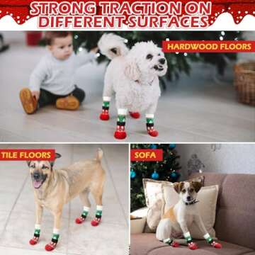Christmas Anti-Slip Dog Socks for Traction and Warmth